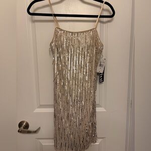 Trixxi Beige Sequin Dress